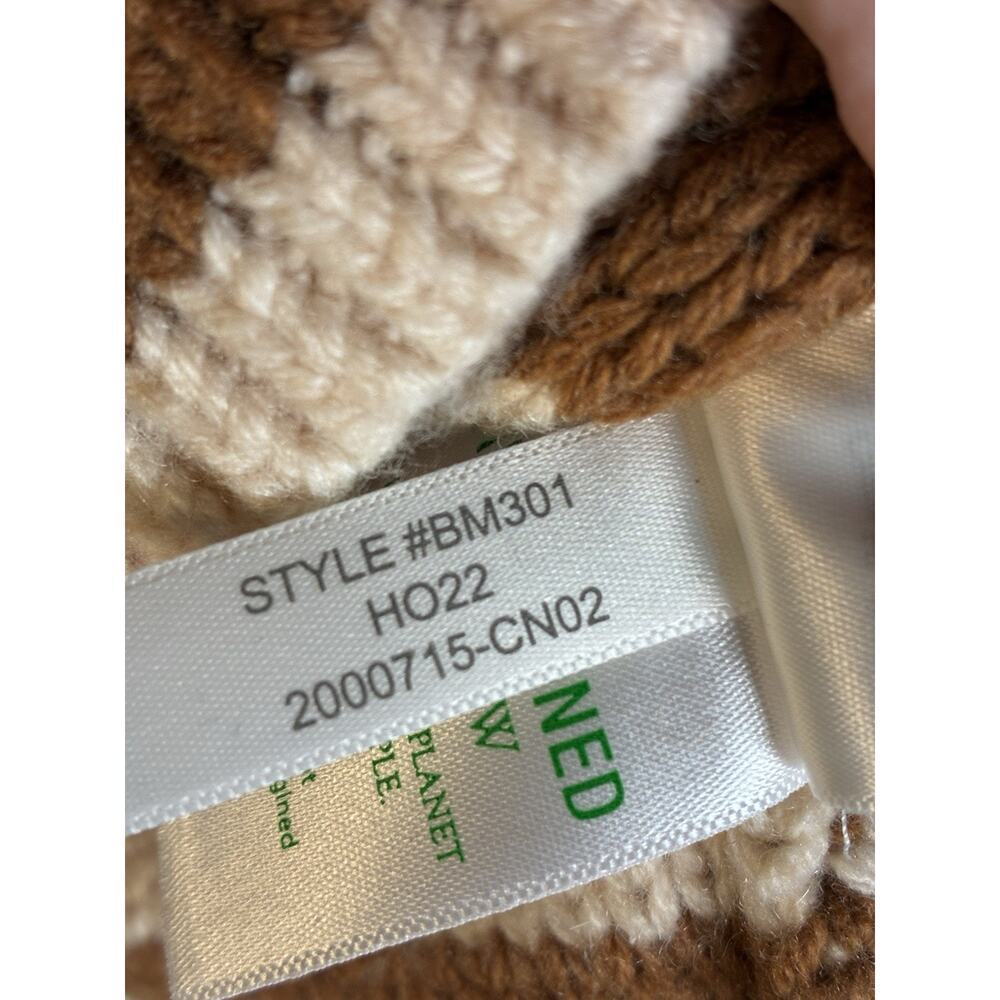 J.CREW CARAMEL NATURAL CABLE KNIT MOCKNECK STRIPE JEWEL BUTTONS SWEATER BM301 M - Picture 6 of 8